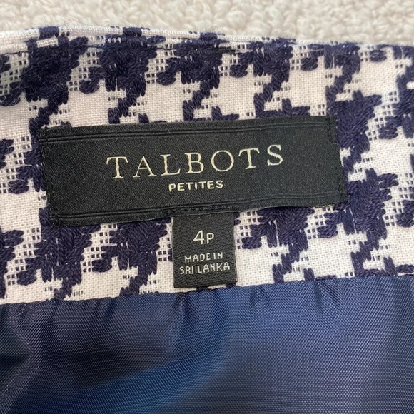 NWOT Talbots Snowy Houndstooth Navy and white Pencil Skirt size 4P - Picture 7 of 11